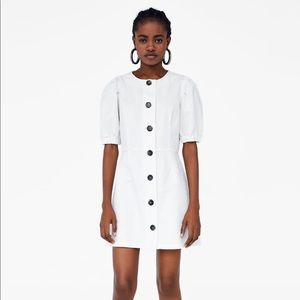 Zara puffy sleeved dress with contrast buttons